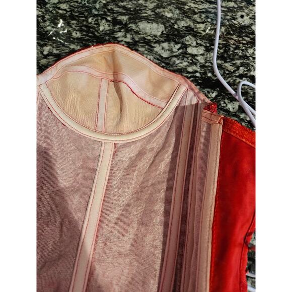 Trashy lingerie usa vintage red sequin corset Bustier bra 32c small y2k devil - Picture 13 of 13